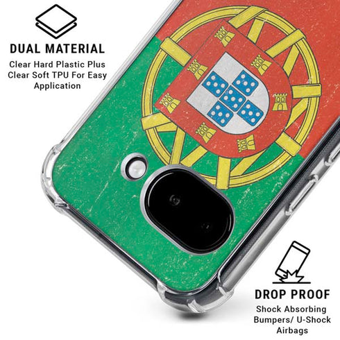 Portugal Flag Distressed Google Pixel 9a Clear Case